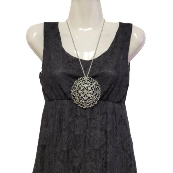 Black Lace Mini Flared Sleeveless Dress  Size XS or S - Picture 2 of 10